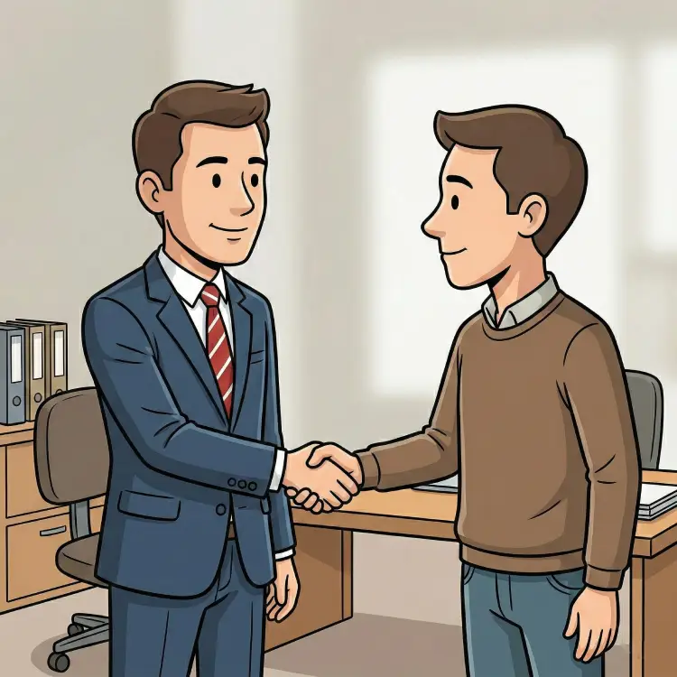 Ein Geschäftsmann der einem anderen Mann die Hand schüttelt