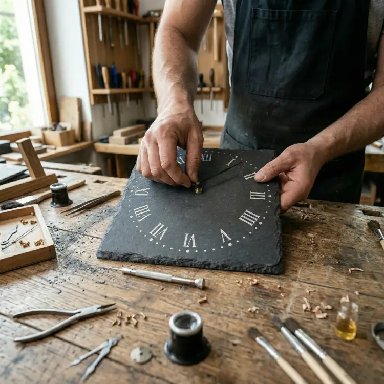 Individuelle Schiefer-Wanduhr als hochwertiges Werbegeschenk für Firmen