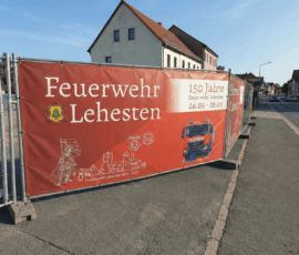 Eventbanner Feuerwehr Ein Werbebanner für eine Veranstaltung der Feuerwehr in Lehesten