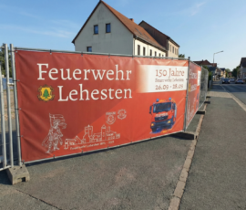 Eventbanner Feuerwehr Ein Werbebanner für eine Veranstaltung der Feuerwehr in Lehesten