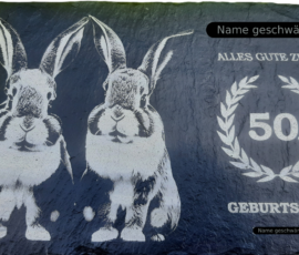 Geburtstagskarte aus Schiefer Eine individuell gestaltete Schieferplatte mit Gruß und Fotogravur zum Geburtstag in Saalfeld