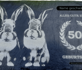 Geburtstagskarte aus Schiefer Eine individuell gestaltete Schieferplatte mit Gruß und Fotogravur zum Geburtstag in Saalfeld